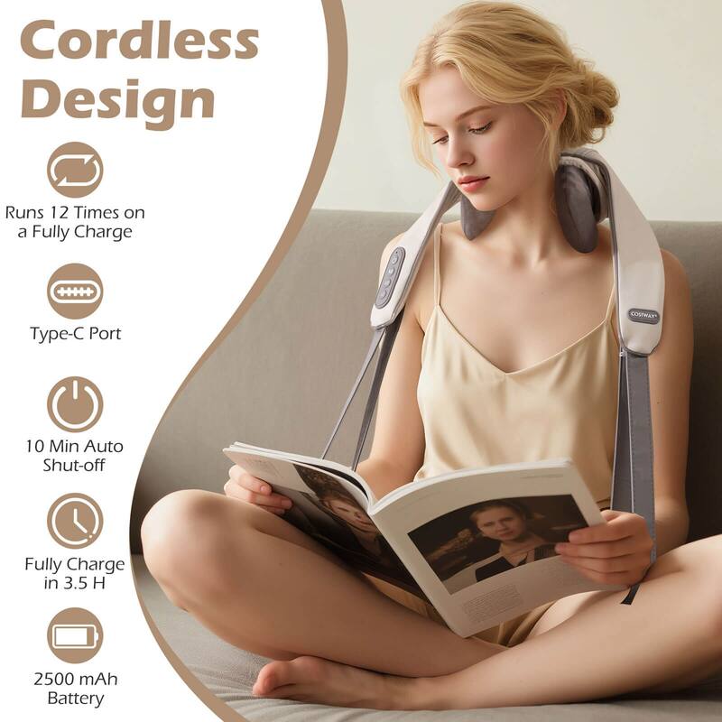 Costway Neck Shoulder Massager with 2 Heating Levels & Adjustable - See Details