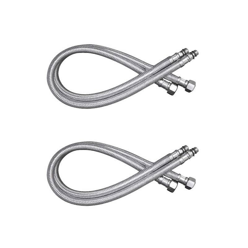 Bathroom Faucet Supply Line Stainless 10mm Male 3/8" Female Pack of 2 Renovators Supply - N/A