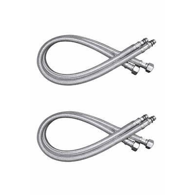 Bathroom Faucet Supply Line Stainless 10mm Male 3/8" Female Pack of 2 Renovators Supply - N/A