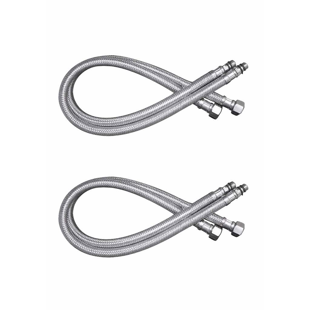 Bathroom Faucet Supply Line Stainless 10mm Male 3/8" Female Pack of 2 Renovators Supply - N/A