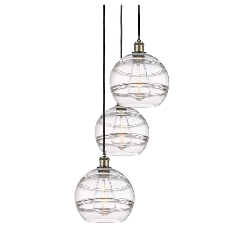 Innovations Lighting 113B-3P-36-17 Rochester Pendant Rochester 3 Light - Black Antique Brass / Clear