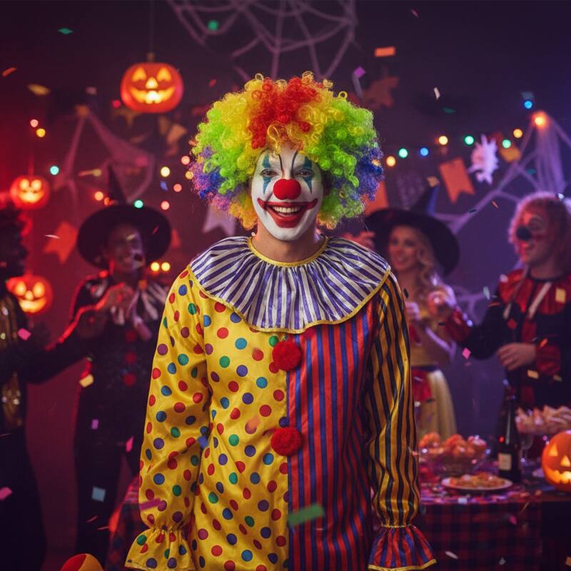 Unisex Adult Rainbow Curly Halloween Costume Accessory Wig - One Size