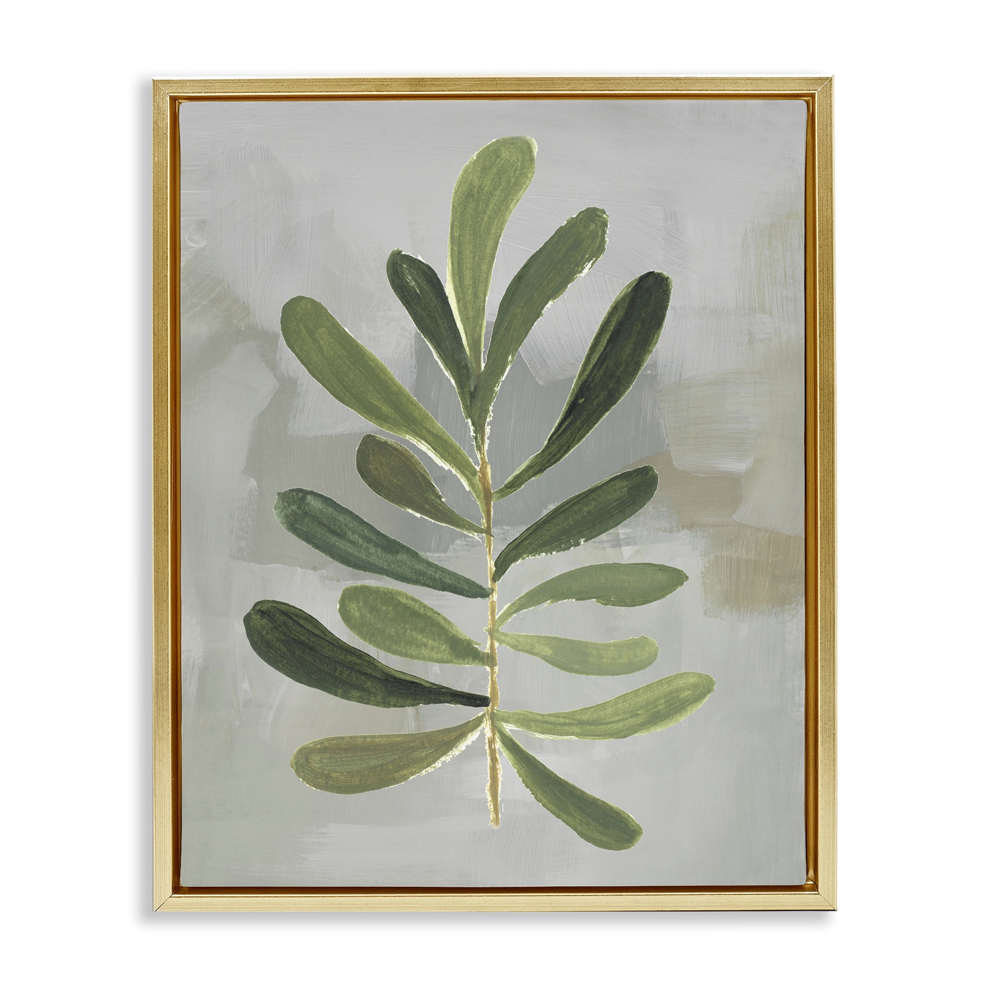 Stupell Single Green Leaf Branch Framed Floater Canvas Wall Art Design By Lanie Loreth