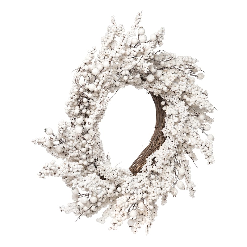 Transpac Foam 24 in. White Christmas Winter Berry Wreath
