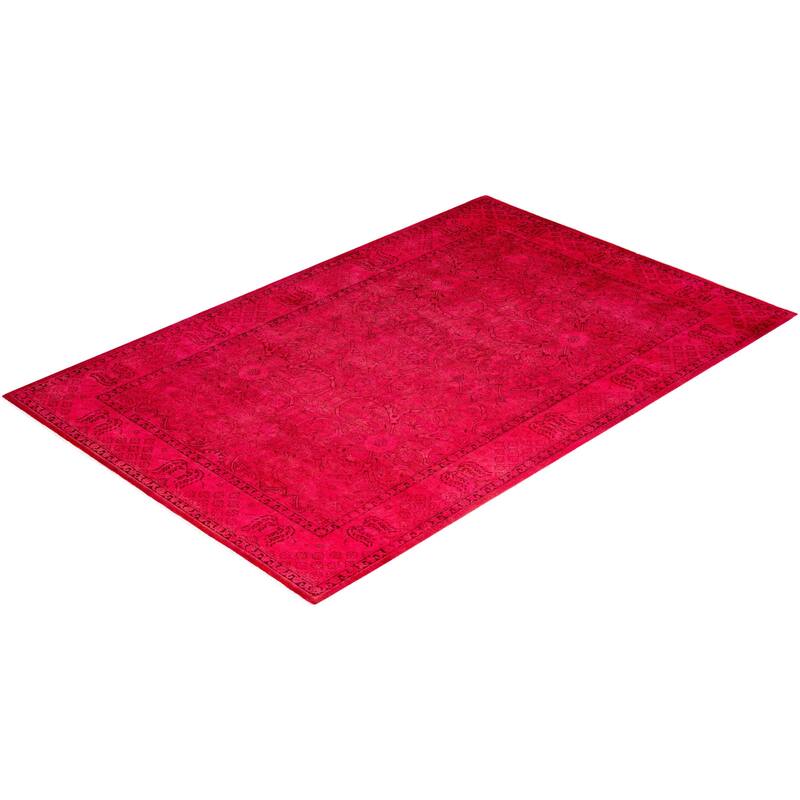 Overdyed, One-of-a-Kind Hand-Knotted Area Rug - Pink - 6' 2" x 9' 2"
