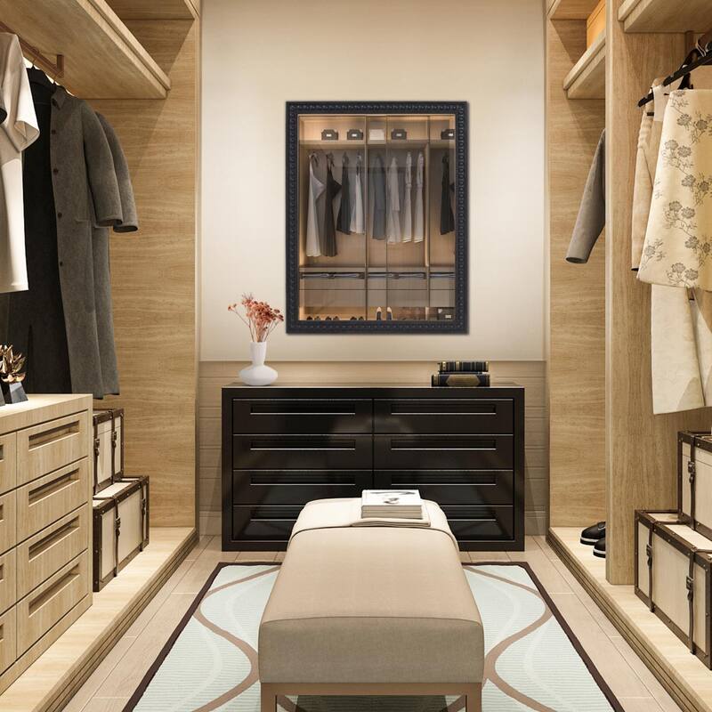 Beaded Vanity Mirror - Black - 34H x 28W x 4D