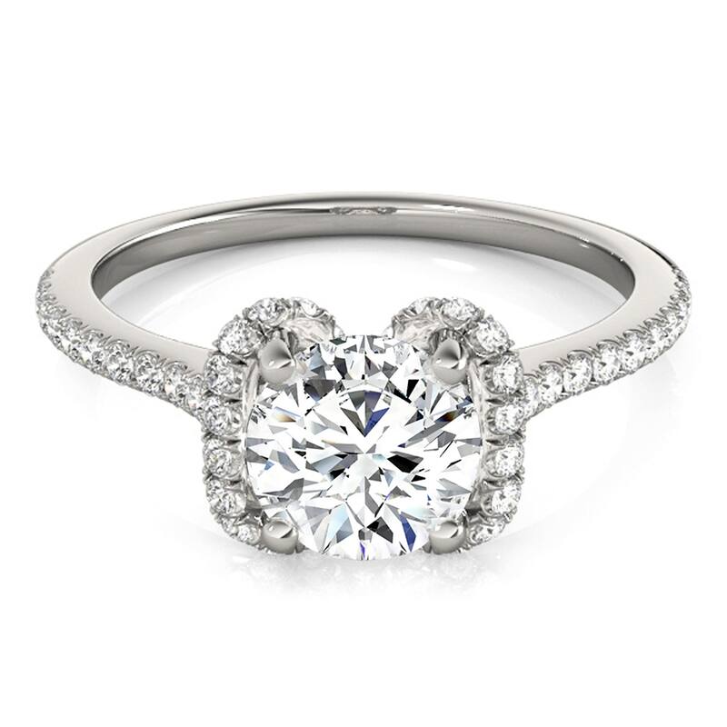 Auriya 14k White Gold Lab Grown Round Diamond Halo Engagement Ring 0.50 to 5.00 ct. tw. (F-G VS)