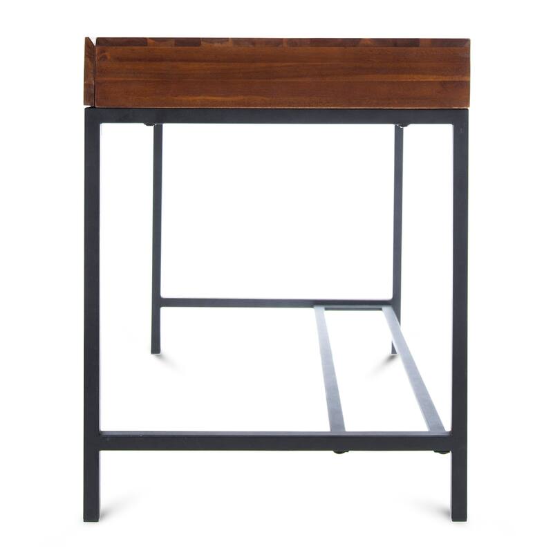 Writing Desk with 2 Storage Drawers, 44 Inch Brown Acacia Wood