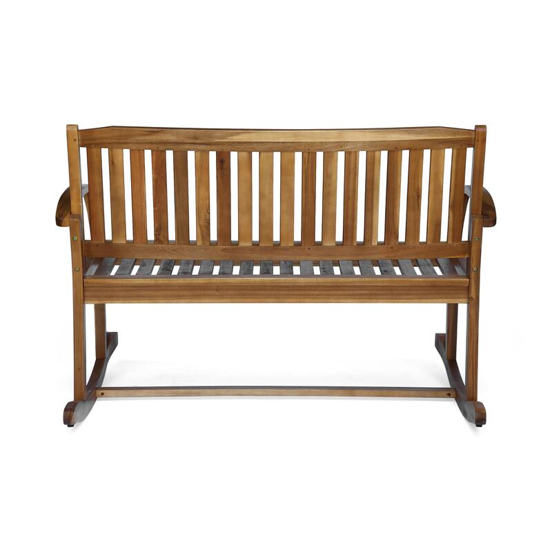 Double Outdoor Acacia Wood Rocking Chair with Armrests