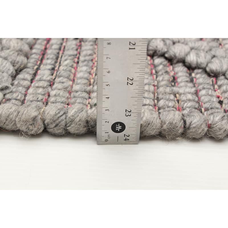 ECARPETGALLERY Braid weave Sienna Grey Wool Rug - 5'0 x 8'0