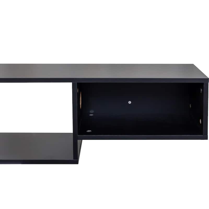 65.35-Inch Wall-Mounted Floating TV Stand – 20-Color RGB LED Backlighting & Built-in Wireless Charging Station