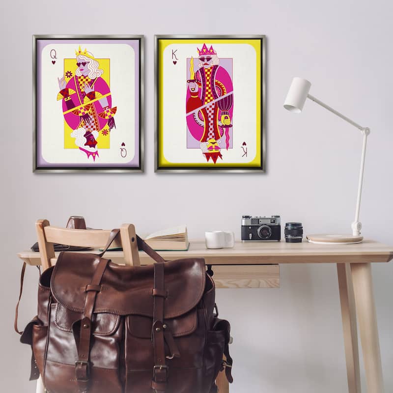 Stupell King & Queen Cards Framed Floater Canvas Wall Art Design By Grace Popp (Set of 2)