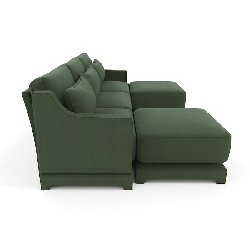 GDFStudio- Isolde Chenille Three-Seater Sofa with 2 Ottoman