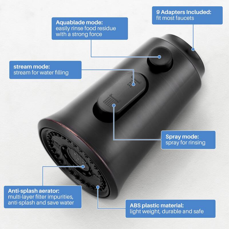 WOWOW Pull Down Kitchen Faucet Spray Head with 9 Adapters Kit