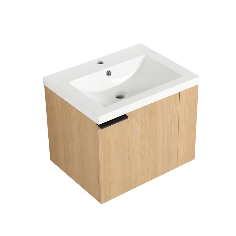 Plywood Wall-Mounted Bathroom Vanity with Integrated Resin Sink
