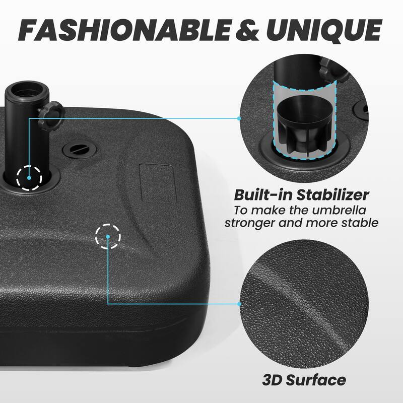 10 x 6.5 FT Rectangular Double Top Patio Market Umbrella with Black Base Weight Stand