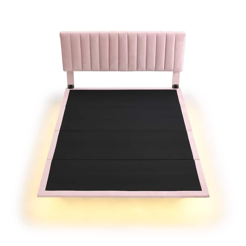 Tufted Velvet Upholstered Floating Platform Bed