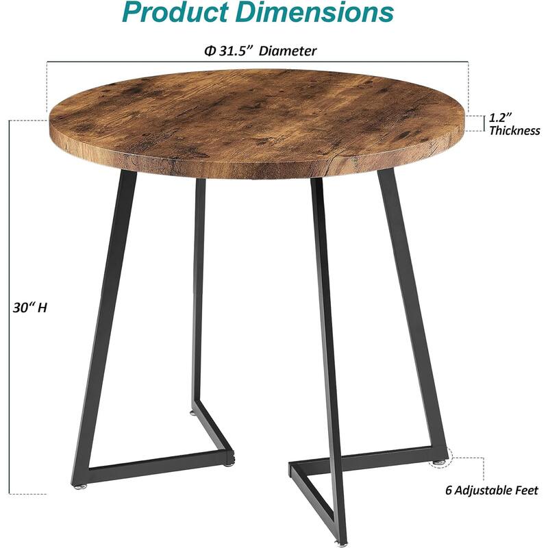 VECELO Round Dining Table, Metal Frame Dining Chairs, Modern Dining Table and Chairs Set for 2-4 People, 3 Options