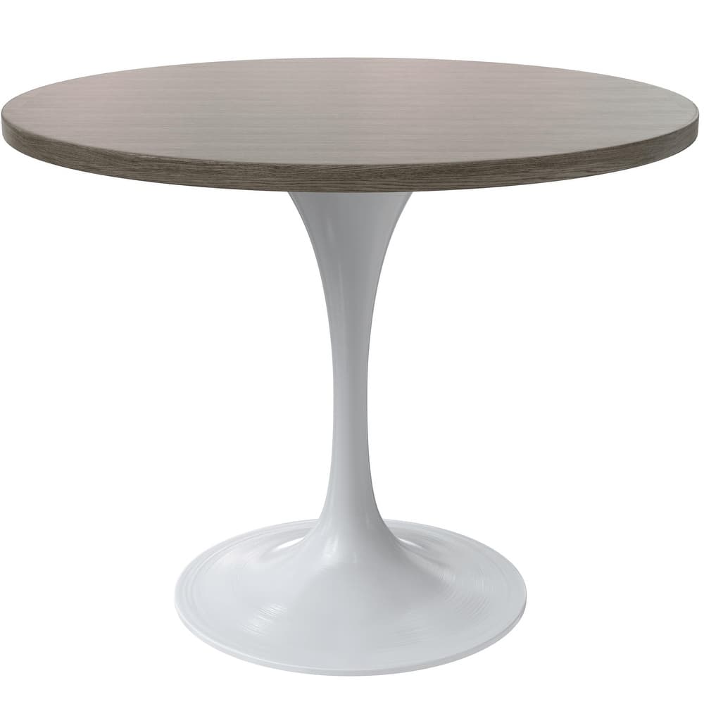 Verve 36" Mid-Century Modern Round Kitchen Dining Table with Minimalist White Pedestal & Tulip-Style for Small Spaces