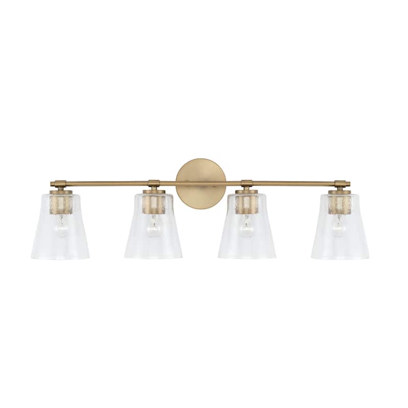 Baker 4-light Bath/ Vanity Fixture w/ Clear Seeded Glass