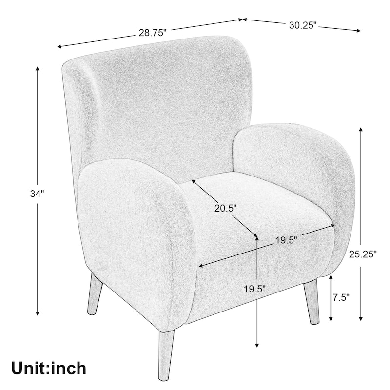 Soft fabric lounge chair with solid wood legs