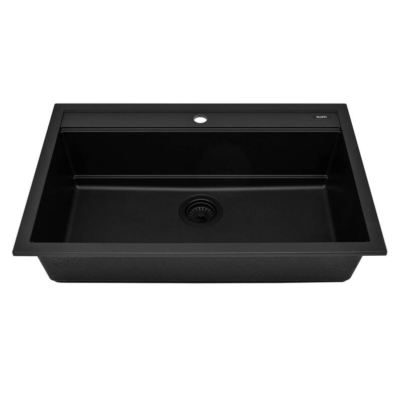 Ruvati 31-inch epiCube Granite Composite Workstation Matte Black Drop-in Kitchen Sink - RVG1631BK