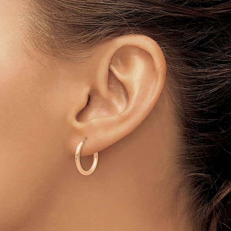 Curata 14k Rose Gold Polished Round Endless 2mm Hoop Earrings - 17x17.25mm Wide 2mm Thick