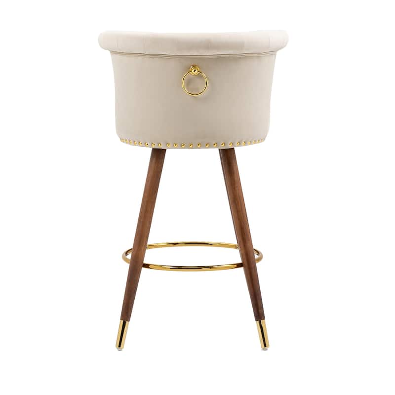 COOLMORE Vintage Upholstered Bar Stools with Backrest and Footrest, Fixed Height 360° Rotation for Kitchen, Dining, Home Bar