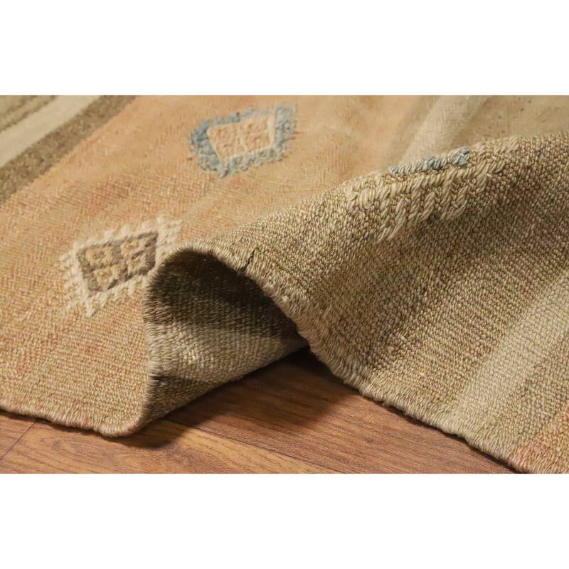 Hand Woven Oriental 100% Wool Carpet Southwestern Tribal Multi-Colored Kilim Area Rug - 10' 4'' X 5' 10''