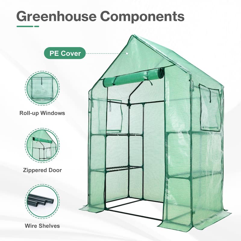 Aoodor Walk-in Greenhouse with 4 Shelves