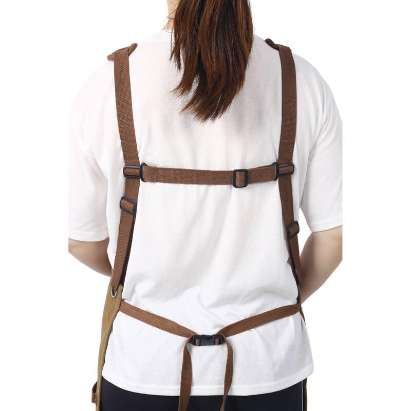Anmytek Heavy Duty Canvas Work Apron with Pockets for Woodworking Gardening BBQ Men Women