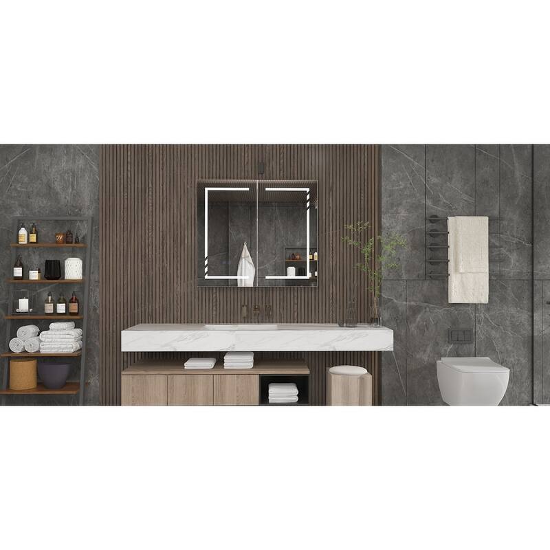 Sleek Bathroom Vanity Ceramic Sink & Illuminated Mirror Cabinet Combo