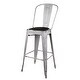 preview thumbnail 19 of 25, High Back Metal Barstool with Black/Brown Leather Cushion-Set of 4