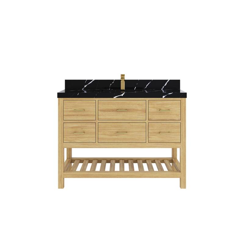 Willow Collections 48 in. W x 22 in. D Parker Solid Teak Single Sink Bathroom Vanity with Countertop
