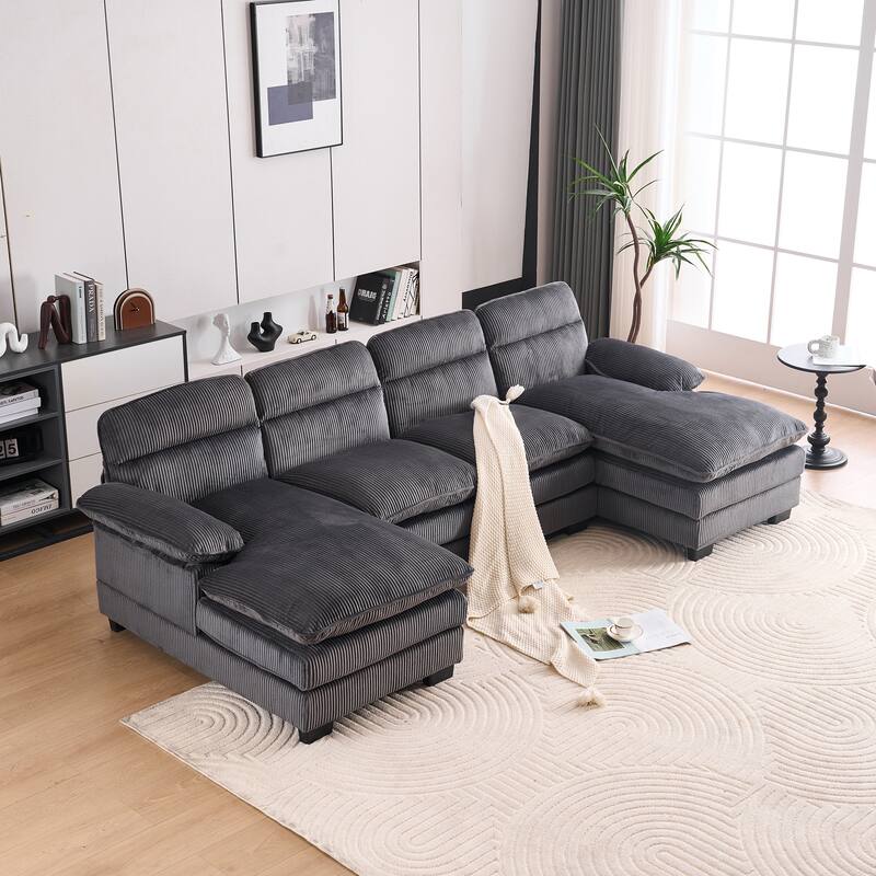 111.8" U-shaped profile sofa, including two single seats and two chaise