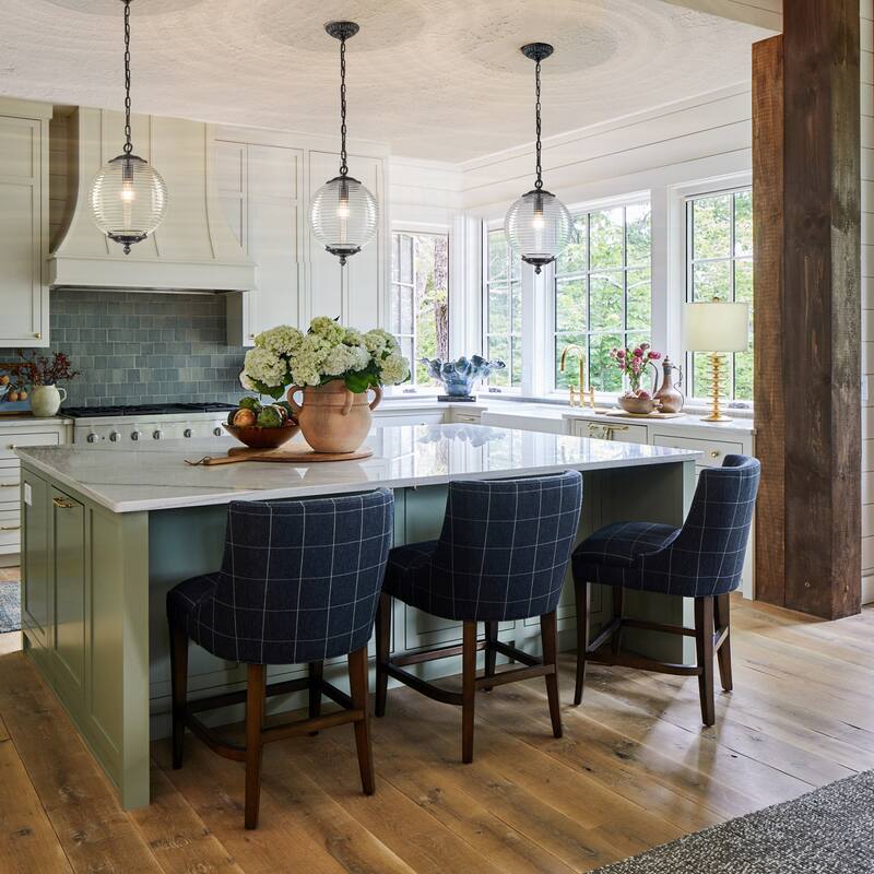 Industrial 1 - Light 11.8" W Retro French Globe Glass Pendant For Kitchen Island