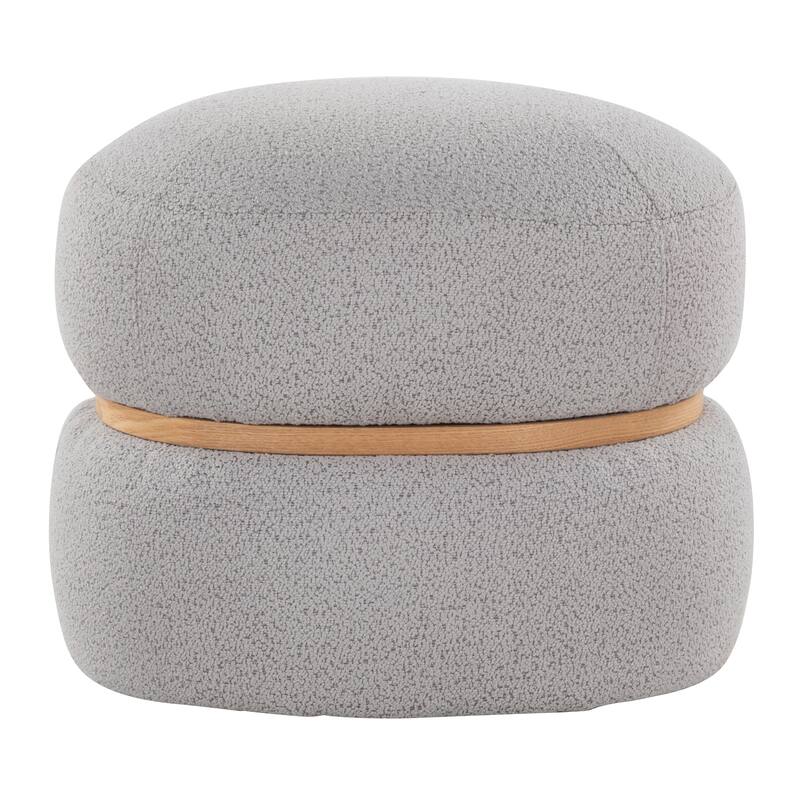 Carson Carrington Lena Pouf Ottoman with Natural Wood Accent - Grey