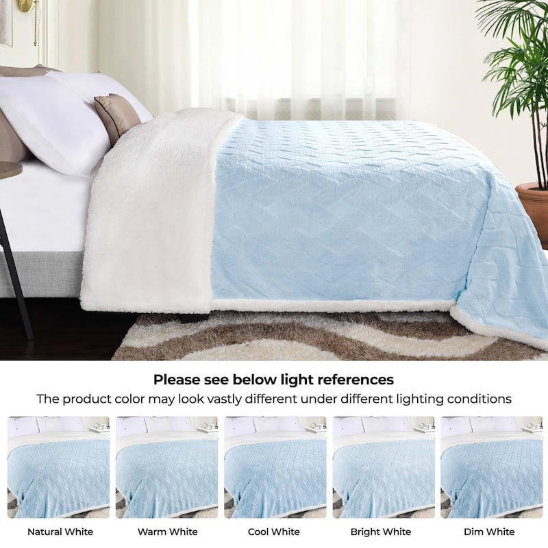 Superior Nuuk Jacquard Lattice Fluffy Sherpa Fleece Blanket