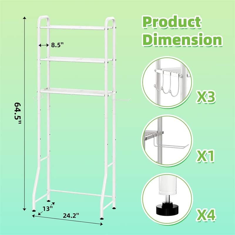 Over The Toilet Storage - 24"D x 13"W x 64"H