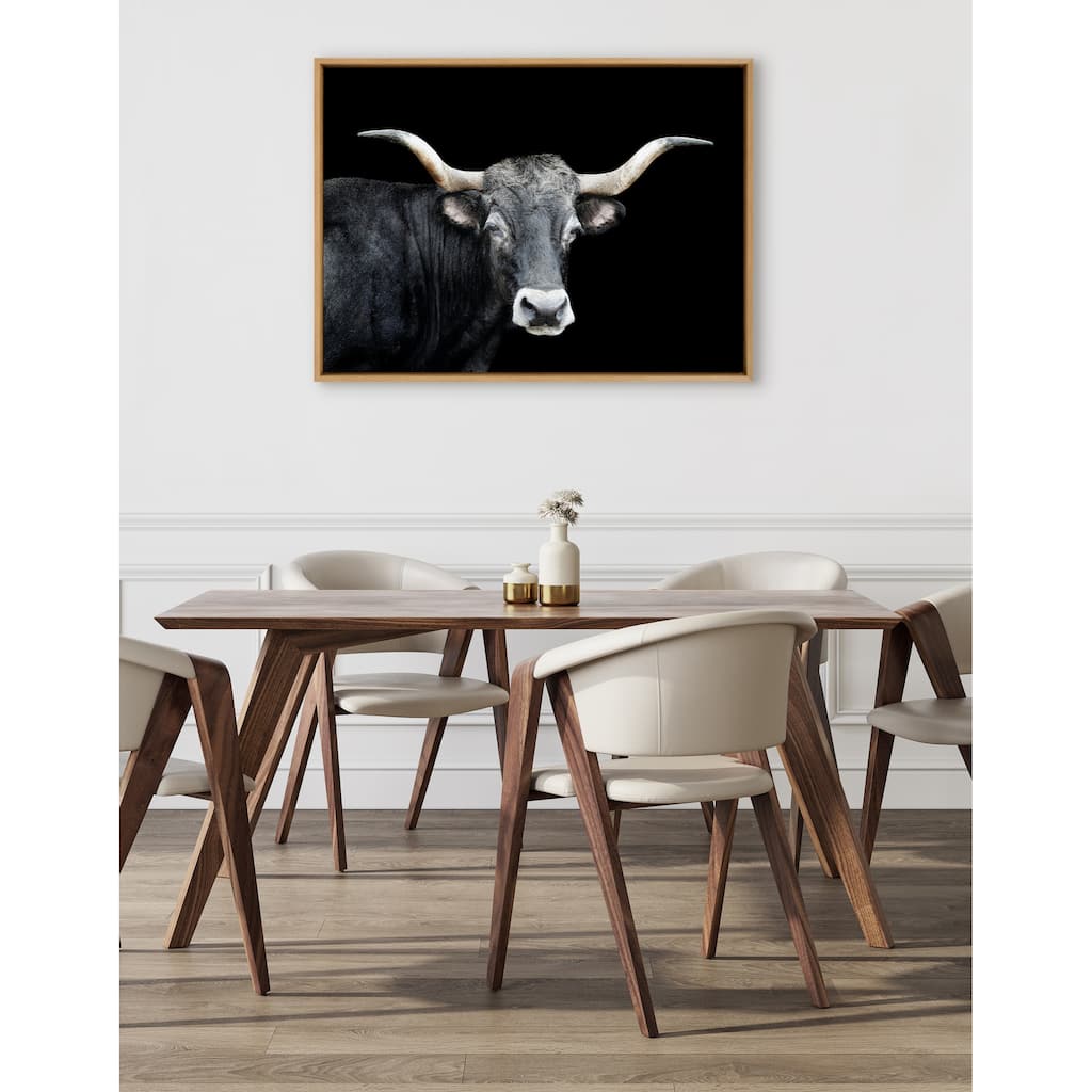 Kate and Laurel Sylvie Tudanca Cow Framed Canvas by Xyo