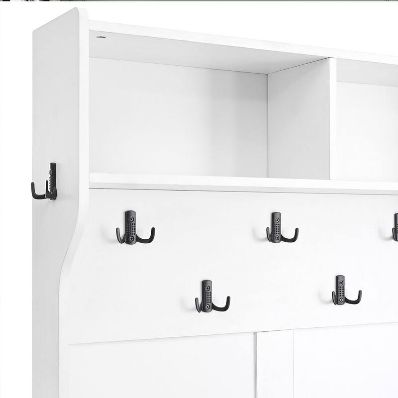 Versatile Hall Tree With Bench Shoe Storage Black Hooks