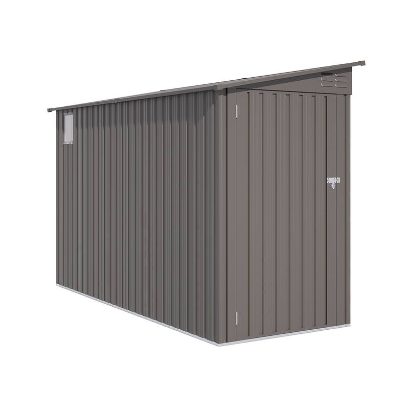 4 x 9 FT Outdoor Storage Shed, Metal Garden Shed Tool House with Sloping Roof,2 vents and 1 Side Open Door for Backyard