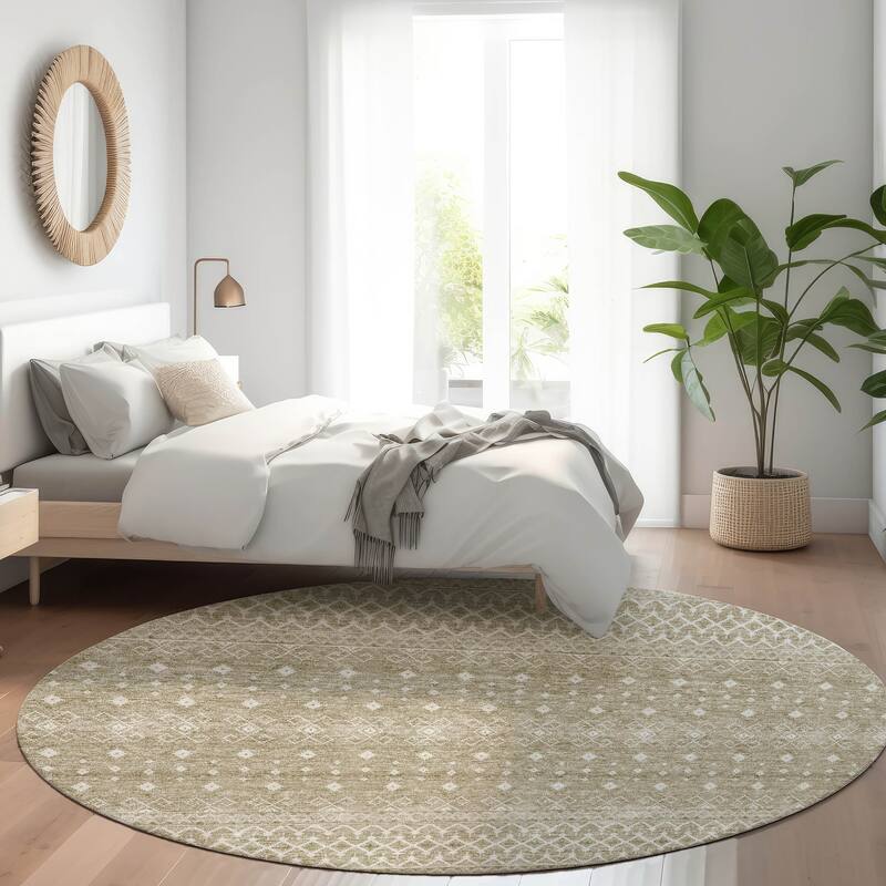 Machine Washable Indoor/ Outdoor Chantille Morrocan Boho Rug - Taupe - 8' x 8'