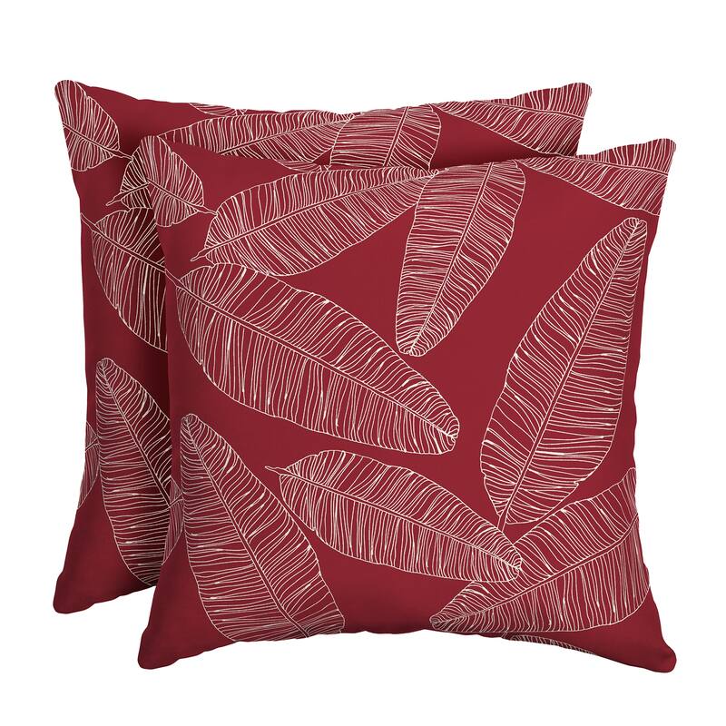 ARDEN Outdoor 16 x 16 in. Square Pillow - 2 Count - Red Leaf Palm