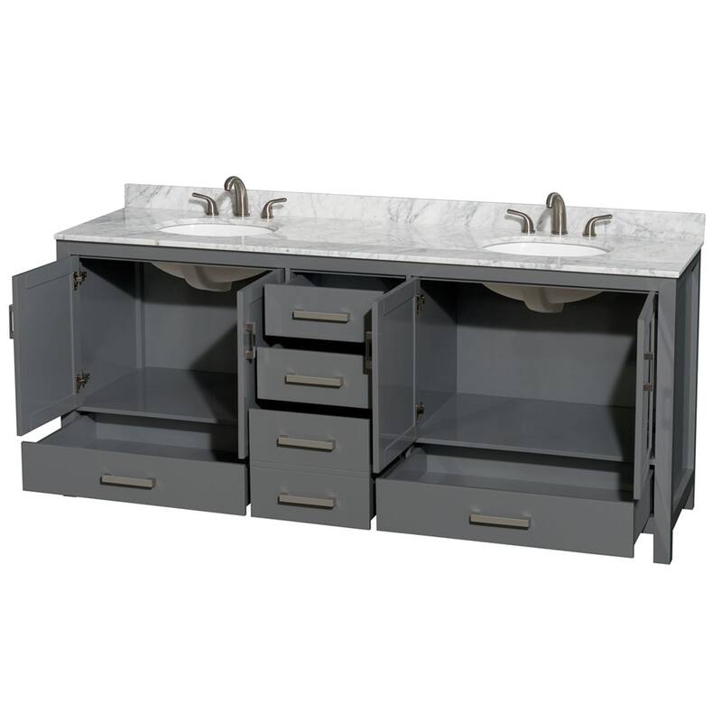 Wyndham Collection Sheffield 80" Freestanding Vanity Set with Hardwood
