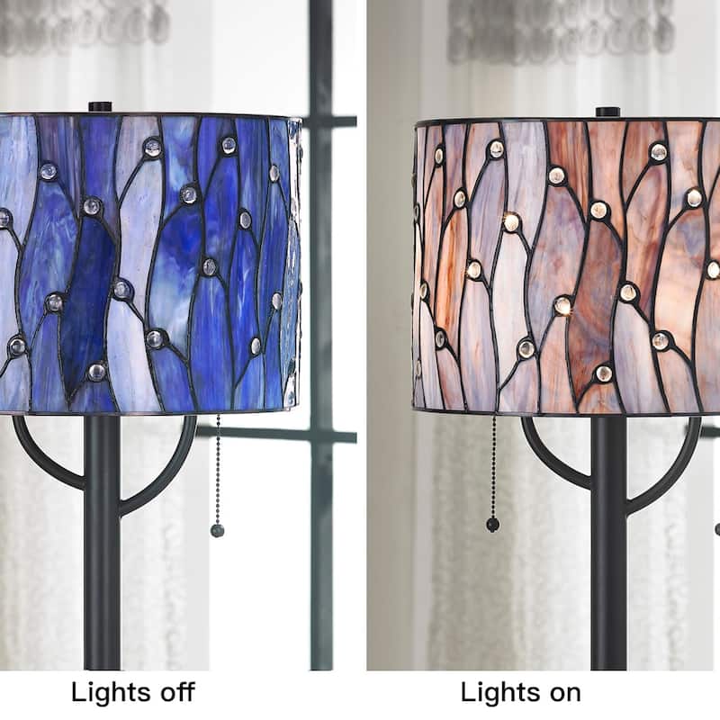 Vines 25"H Tiffany Table Lamp - Blue/Purple