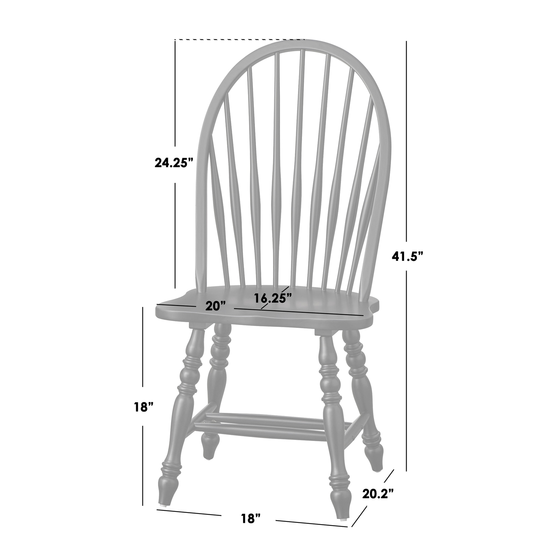 Lifestorey Kingsley Oversized Solid Wood Windsor Dining Chair - On