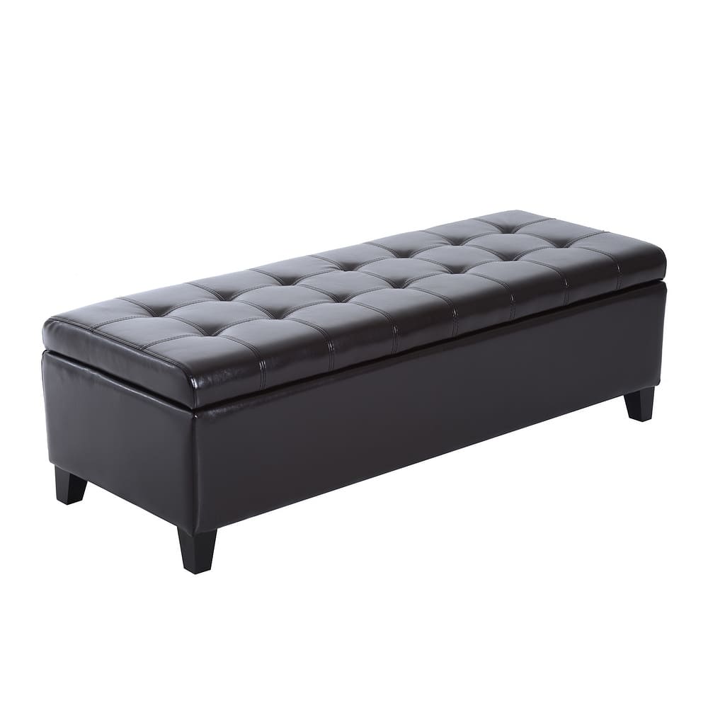 51-inch PU Leather Tufted Storage Ottoman Bench - 19*50.25*16
