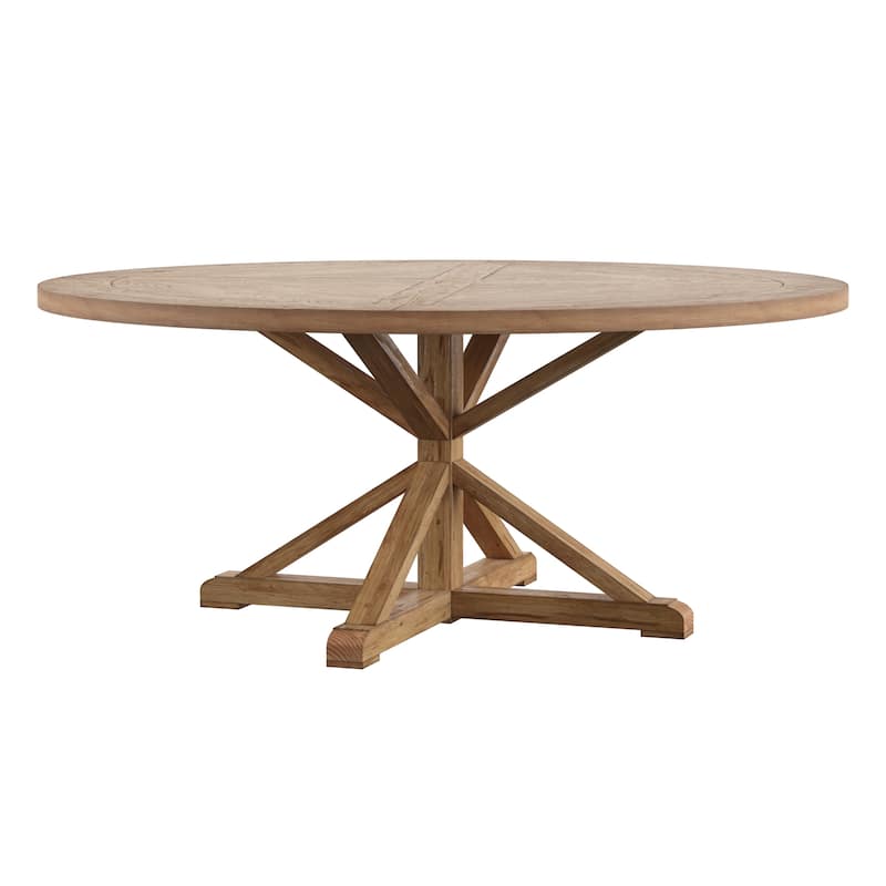 Benchwright Rustic X-base Round Pine Wood Dining Table by iNSPIRE Q Artisan - 72" - Pine Finish