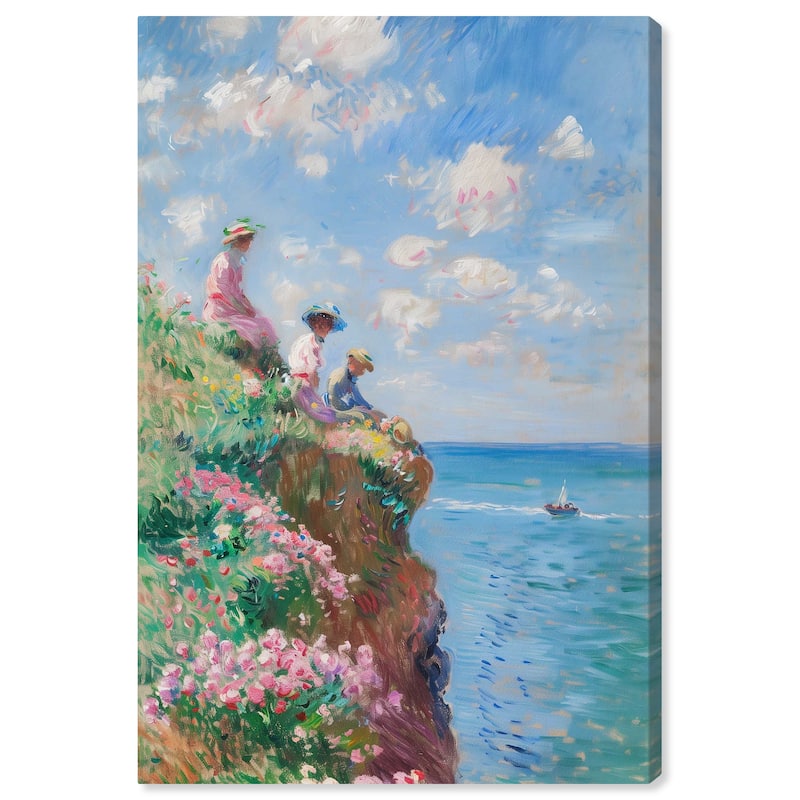 Art Remedy By The Seaside Gallery Wrapped Impressionism 1 Piece Canvas Wall Art /Monet And Van Gogh Inspired Art - 30 x 45
